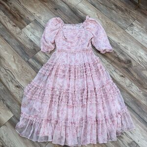 Ivy City Co Pink Floral Ruffle Dress